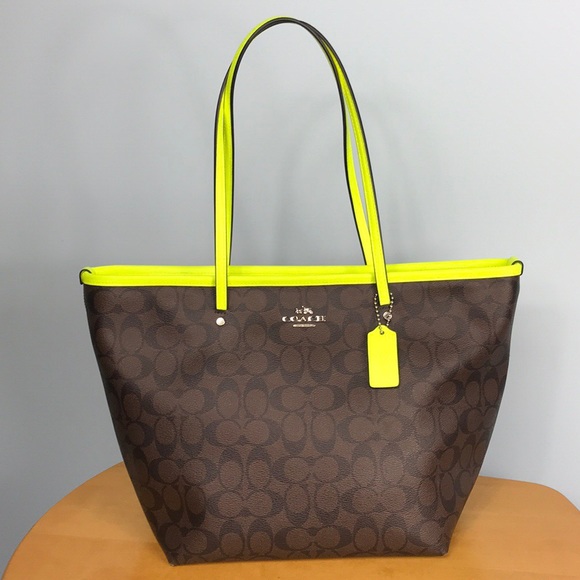 Coach Handbags - Coach 🦋 Signature City Neon Zip Taxi Tote F34703